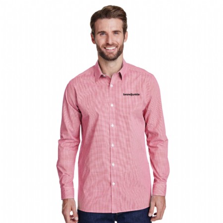Microcheck Gingham Long Sleeve Cotton Shirt